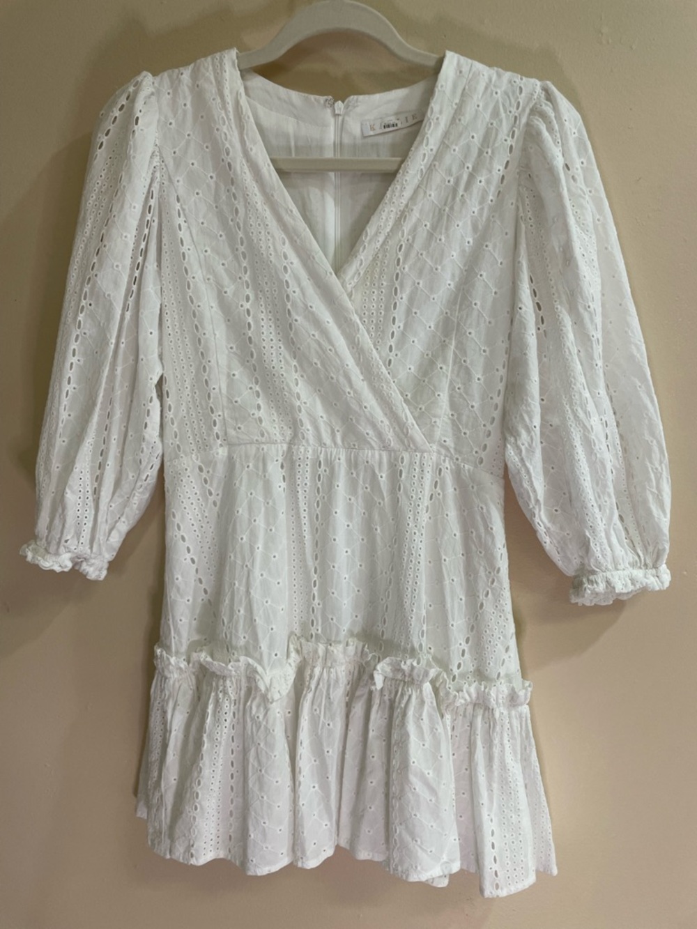 Karlie White Eyelet Wrap Mini Dress Women’s Size S